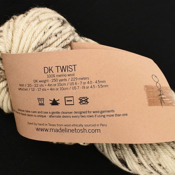 MadelineTosh DK Twist Yarn 100% Merino Wool 250 Yards Speckled OOAK - Picture 3 of 3